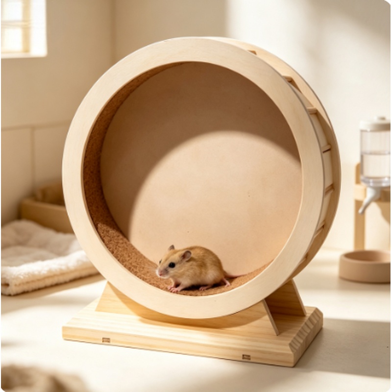 Hamster Cage Wheel - Roue d'exercice silencieuse en bois pour